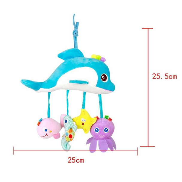 Baby Toys 0-1 Year Old Animal Bed Bells Soothing Plush Toys Baby Rattles Baby Carriage Hanging(B Crossbar - Dolphins)