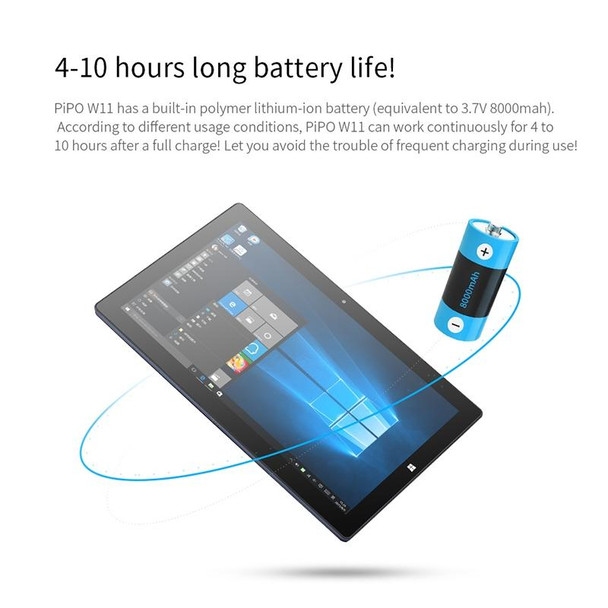 PiPO W11 2 in 1 Tablet PC, 11.6 inch, 8GB+128GB+512GB SSD, Windows 10, Intel Gemini Lake N4120 Quad Core Up to 2.6GHz, with Stylus Pen Not Included Keyboard, Support Dual Band WiFi & Bluetooth & Micro SD Card