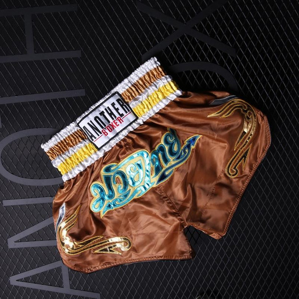 ANOTHERBOXER MMA/Martial Arts/Sanshou/Thai Boxing Professional Training Shorts for Men and Women, Size: S(No. 62 Brown/White Waist)