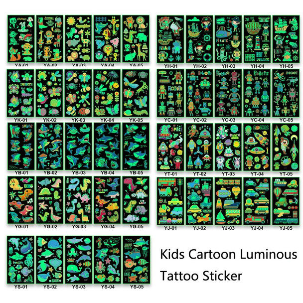 20 PCS Y01-05 Kids Cartoon Luminous Tattoo Sticker Waterproof And Sweat Proof Party Activity Face Sticker(Sea Stick)