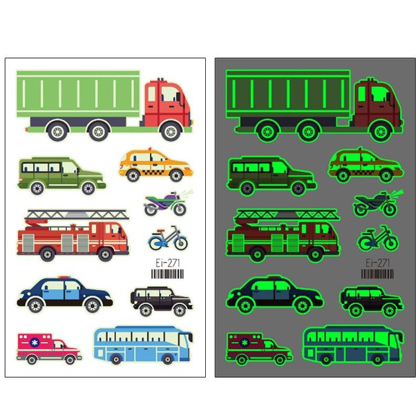 20 PCS Waterproof Children Luminous Cartoon Transport Car Tattoo Sticker(Ei-271)