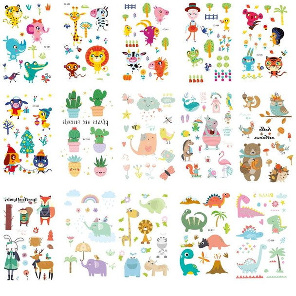 20 PCS Waterproof Anti-Sweat Children Cute Cartoon Animal Tattoo Stickers(EC-593)