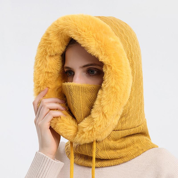 One-piece Cold-proof and Keep Warm Hedging Cap Scarf Face Mask(Turmeric)