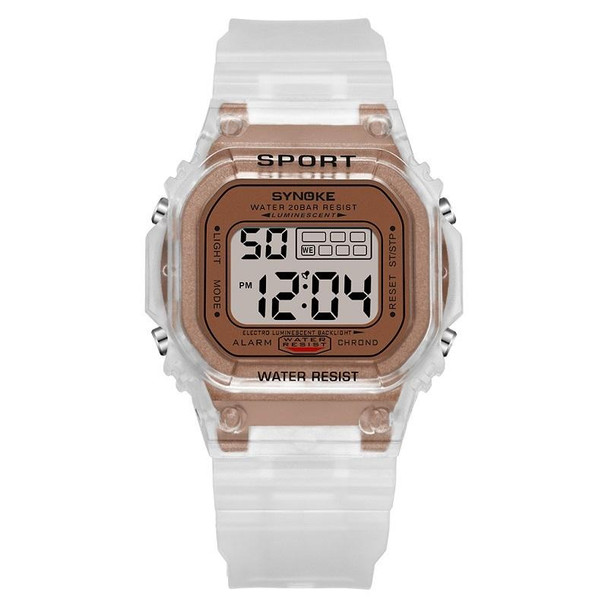 SYNOKE 9620 Couple Sports Plastic Strap Electronic Watch(Transparent Coffee)