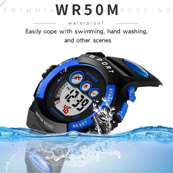 SYNOKE 9802 Children Sports Waterproof Digital Watch(Blue White)