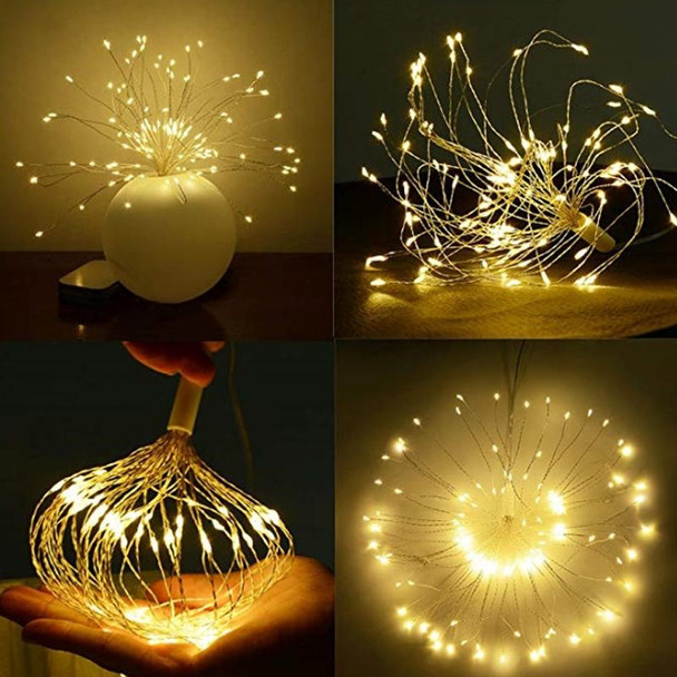 30cm Explosion Ball Fireworks Dimmable Copper Wire LED String Light, 150 LEDs Batteries Box LED Decorative Light with Remote Control(Warm White)