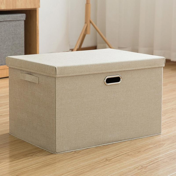 Household Clothes Storage Box Fabric Foldable Debris Storage Box Toy Storage Box,  Size: M 37x27x26cm(Khaki)
