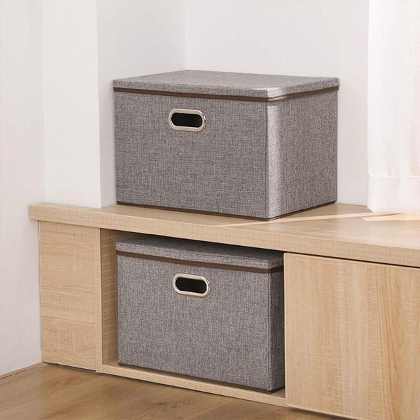 Household Clothes Storage Box Fabric Foldable Debris Storage Box Toy Storage Box,  Size: M 37x27x26cm(Khaki)