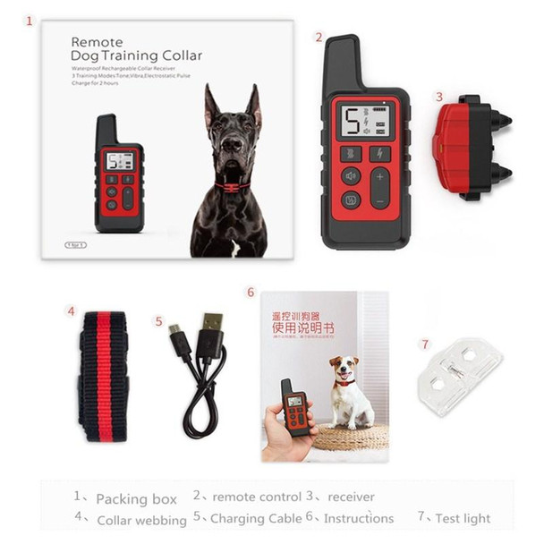 500m Dog Training Bark Stopper Remote Control Electric Shock Waterproof Electronic Collar(Black)