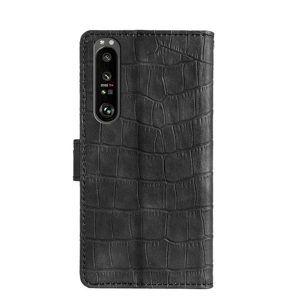 Sony Xperia 1 III Skin Feel Crocodile Texture Magnetic Clasp PU Leather Phone Case(Black)