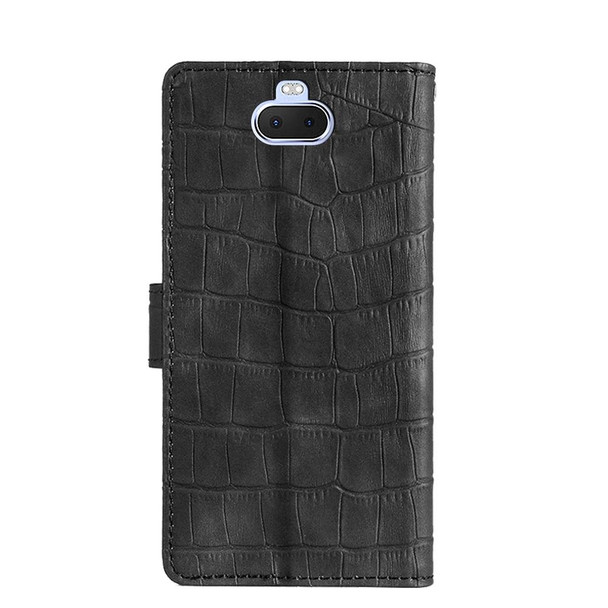 Sony Xperia XA3/Xperia 10/Xperia 20 Skin Feel Crocodile Texture Magnetic Clasp PU Leather Phone Case(Black)