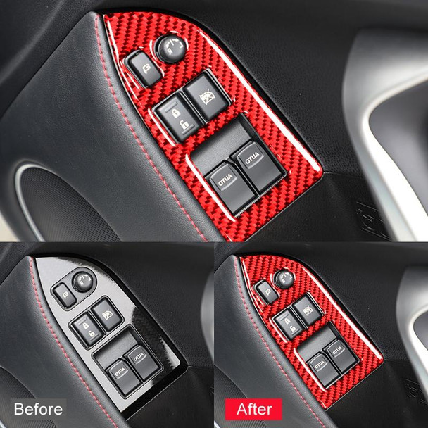 Car Carbon Fiber Window Glass Lifting Panel Decorative Sticker for Subaru BRZ / Toyota 86 2013-2017, Right Drive (Red)