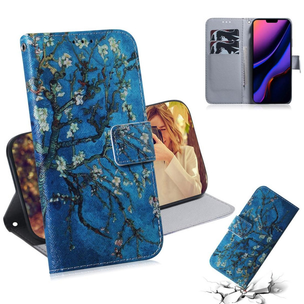 3D Colored Drawing Horizontal Flip Leatherette Case, with Holder & Card Slot & Wallet - iPhone 11(Apricot Flower)