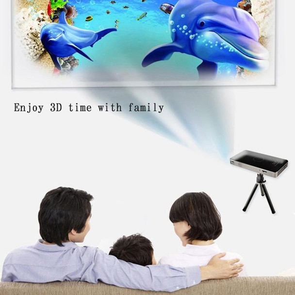 C6 1G+8G Android System Intelligent DLP HD Mini Projector Portable Home Mobile Phone Projector EU Plug (Black)