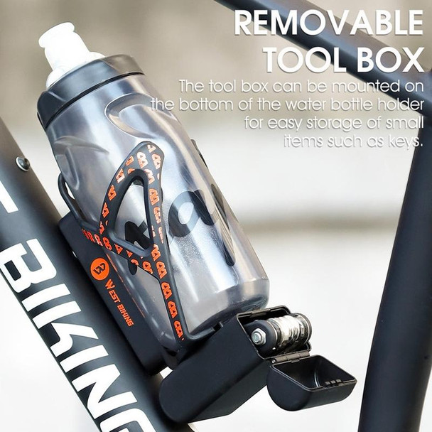 WEST BIKING Bicycle Multifunctional Bottle Cage Tire Lever Tool Box(Black Orange)