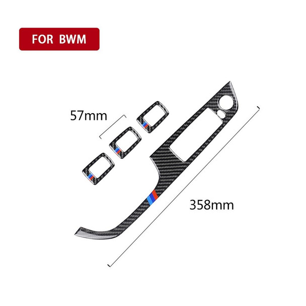 4 PCS Three Color Carbon Fiber Car Left Driving Lifting Panel Decorative Sticker without Folding for BMW E90 / 320i / 325i, Diameter: 35.8cm