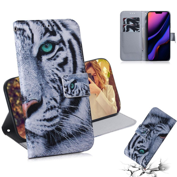 3D Colored Drawing Horizontal Flip Leatherette Case, with Holder & Card Slot & Wallet - iPhone 11(Tiger)