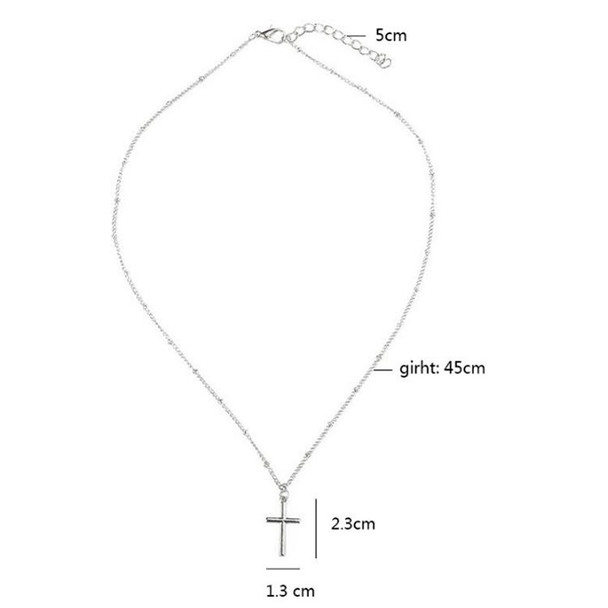 Women Fashion Bright Electroplating Cross Jewelry Necklace(Silver)