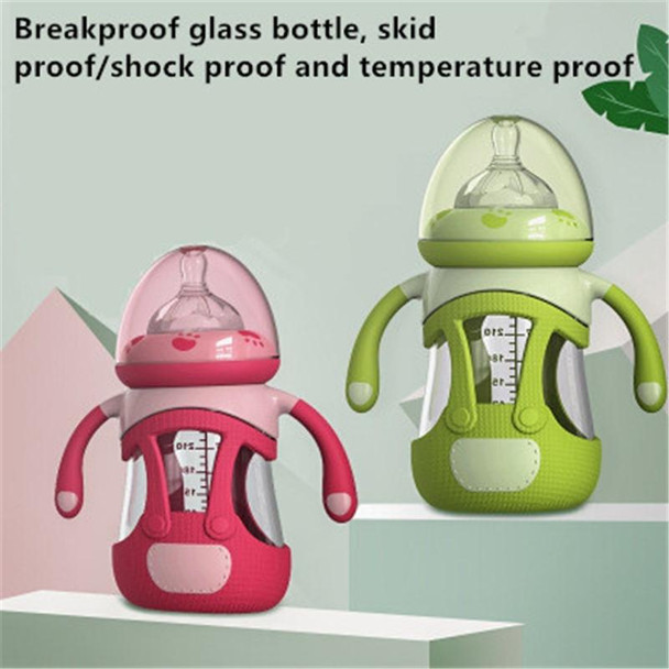 High Borosilicate Glass Baby Bottle with Silicone Sleeve, Capacity:240ml(Red)