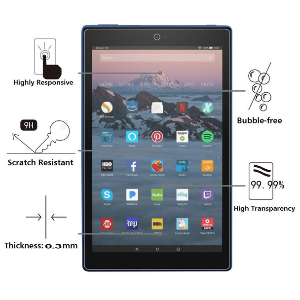 0.3mm 9H Full Screen Tempered Glass Film for Amazon Kindle Fire HD 10 2017