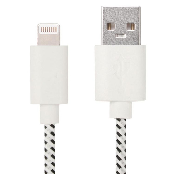 1m Nylon Netting USB Data Transfer Charging Cable - iPhone, iPad, Compatible with up to iOS 15.5(White)
