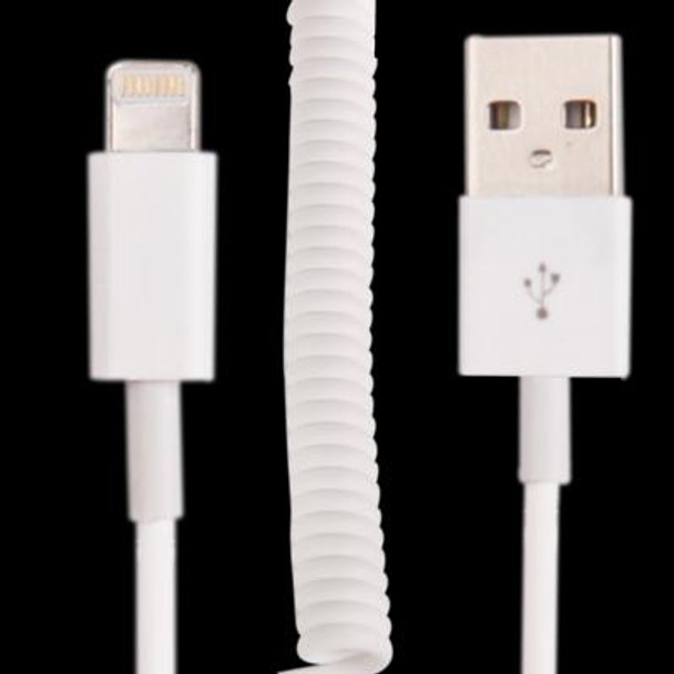 USB Sync Data / Charging Coiled Cable for iPhone, iPad(White)