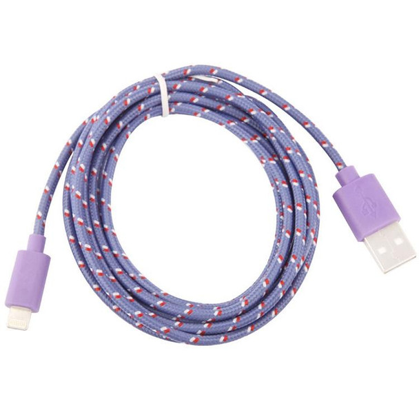 1m Nylon Netting Style USB 8 Pin Data Transfer Charging Cable for iPhone, iPad(Purple)