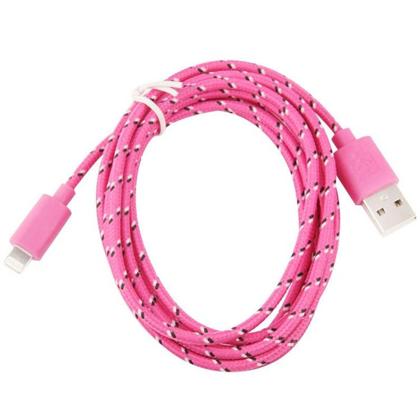 1m Nylon Netting Style USB 8 Pin Data Transfer Charging Cable for iPhone, iPad(Magenta)