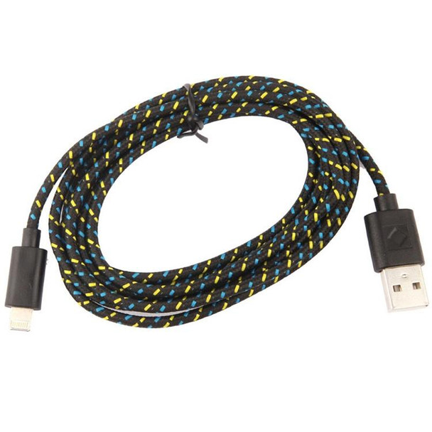 1m Nylon Netting Style USB 8 Pin Data Transfer Charging Cable for iPhone, iPad(Black)