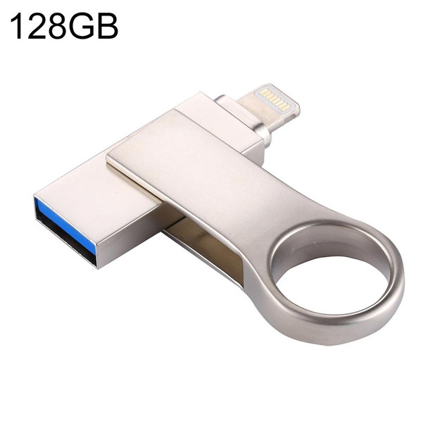 RQW-10D 2 in 1 USB 2.0 & 8 Pin 128GB Flash Drive, for iPhone & iPad & iPod & Most Android Smartphones & PC Computer