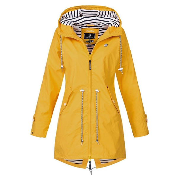 Women Waterproof Rain Jacket Hooded Raincoat, Size:M(Yellow)