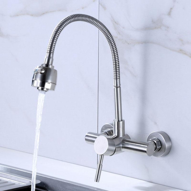 Stainless Steel Material Wall Mounted Kitchen Sink Mixer Faucet Free Rotation Hose Water Tap