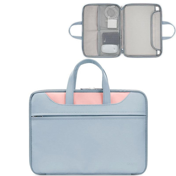 Baona BN-Q006 PU Leatherette Full Opening Laptop Handbag - 16/17 inches(Sky Blue+Pink)