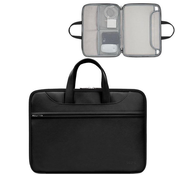 Baona BN-Q006 PU Leatherette Full Opening Laptop Handbag - 11/12 inches(Black)