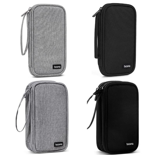 Baona BN-C004 Mini U Disk Headphone Data Cable Storage Bag, Color: Double Layer (Black)