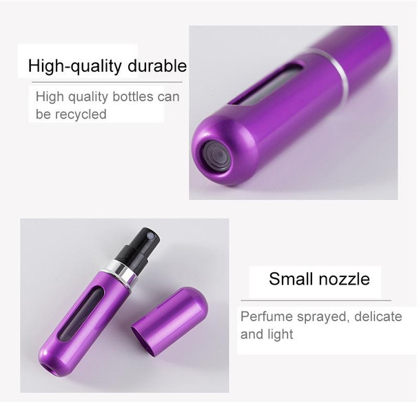 2 PCS 5ml Portable Mini Aluminum Refillable Perfume Bottle Atomizer Cosmetic Container, Random Color Delivery