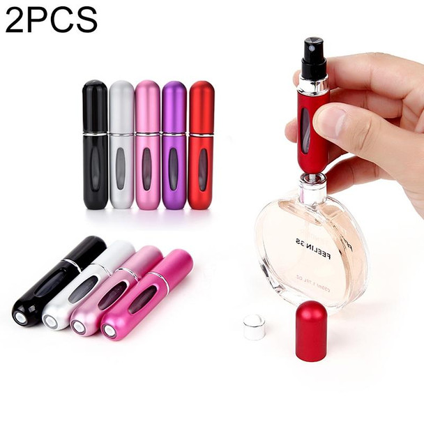 2 PCS 5ml Portable Mini Aluminum Refillable Perfume Bottle Atomizer Cosmetic Container, Random Color Delivery