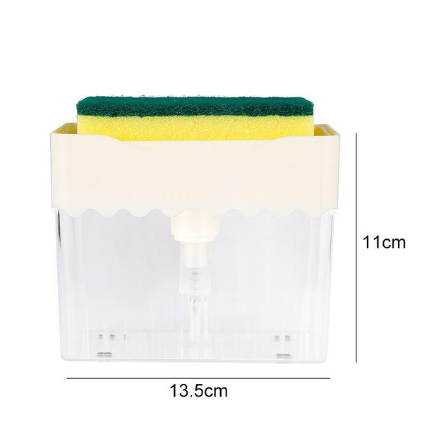 Cleaning Cloth Dishwashing Brush Liquid Box Kitchen Brush Detergent Mixer Press Plastic Soap Box(White)