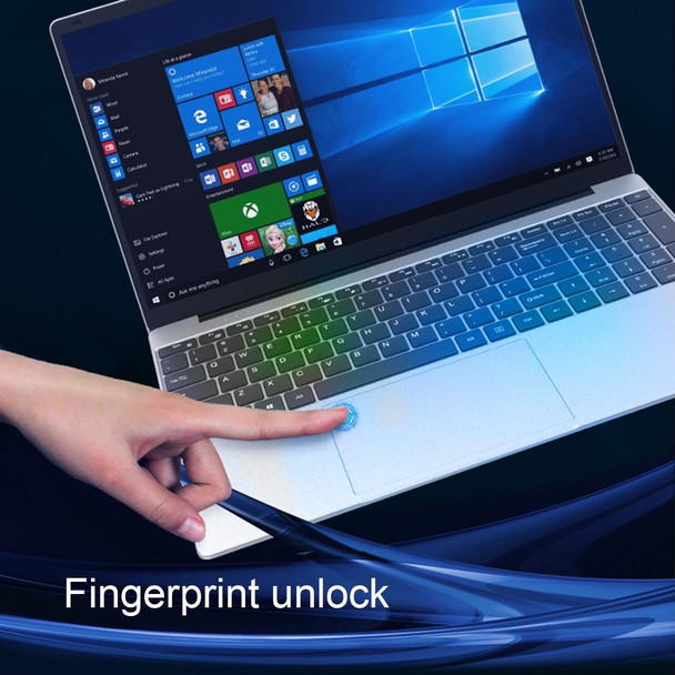 CENAVA F152 Notebook, 15.6 inch, 12GB+128GB, Fingerprint Unlock, Windows 10 Intel Celeron J4105 Quad Core 1.5-2.5GHz, Support TF Card & Bluetooth & WiFi & HDMI, US Plug (Silver)