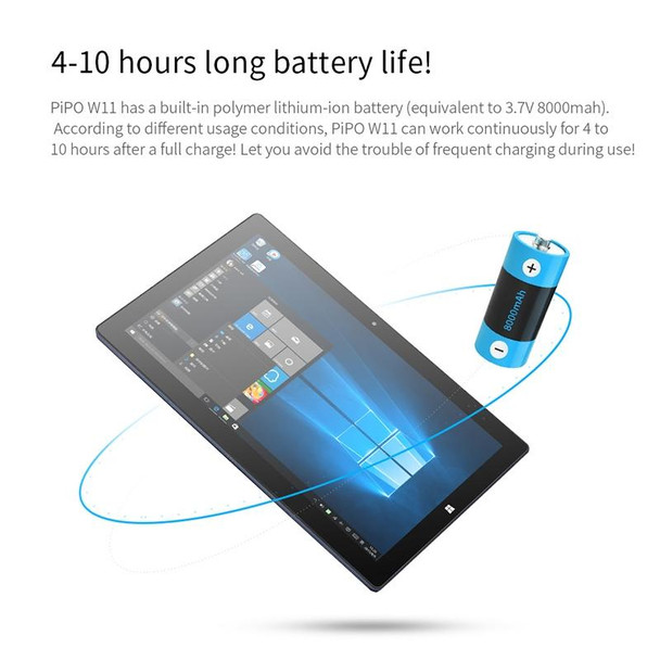 PiPO W11 2 in 1 Tablet PC, 11.6 inch, 8GB+128GB+128GB SSD, Windows 10 System, Intel Gemini Lake N4120 Quad Core Up to 2.6GHz, with Keyboard & Stylus Pen, Support Dual Band WiFi & Bluetooth & Micro SD Card