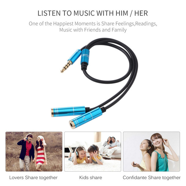 2 x 3.5mm Female to 3.5mm Male Adapter Cable(Blue)