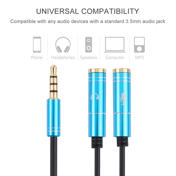 2 x 3.5mm Female to 3.5mm Male Adapter Cable(Blue)