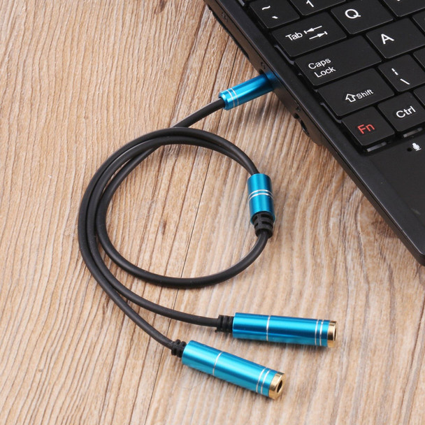 2 x 3.5mm Female to 3.5mm Male Adapter Cable(Blue)