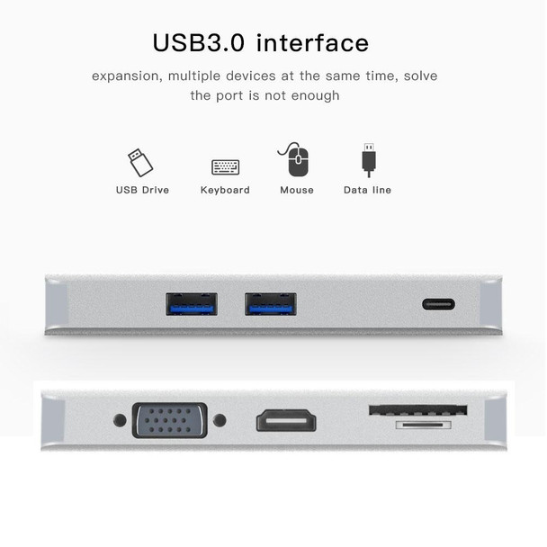 8 in 1 Hub Type-C HUB+ USB-C / Type-C to USB-C / Type-C & HDMI & SD & TF & 2 USB & VGA & Rj45 Adapter, - Galaxy S9 & S9 + & S8 & S8 + & Note 8 / HTC 10 / Huawei Mate 10 & Mate 10 Pro & P20 & P20 Pro