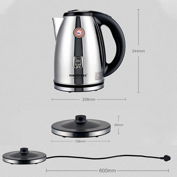 KAMJOVE T-190 Kettle Food Contact 304 Stainless Steel 2L Electric Kettle CN Plug(T-190 2L)