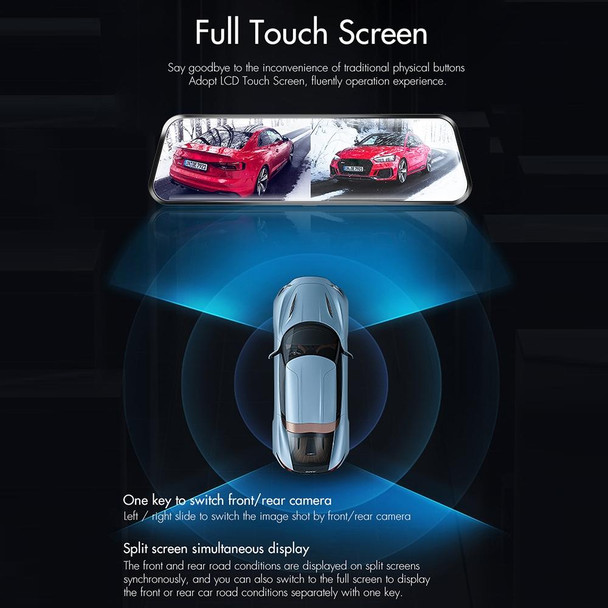 Anytek A46 FHD 1080P 9.66 inch IPS Touch Screen Starlight Night Vision Car DVR Dashboard Camera