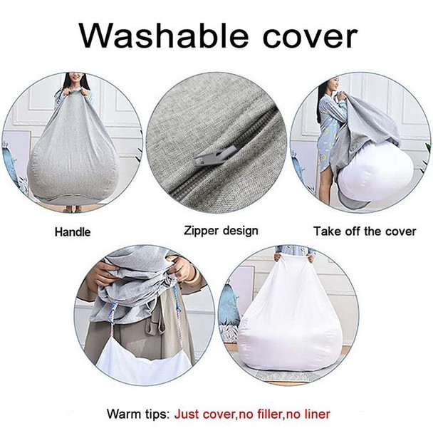 Lazy Sofa Bean Bag Chair Fabric Cover, Size: 70x80cm(Khaki)