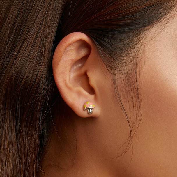 S925 Sterling Silver Cute Little Mushrooms Ear Stud Women Earrings