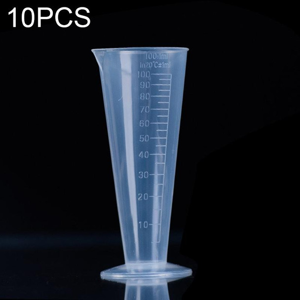 10 PCS 100ml Food Grade PP Plastic Flask Digital Cone Measuring Cup Cylinder Scale Measure Glass Lab Laboratory Tools(Transparent)