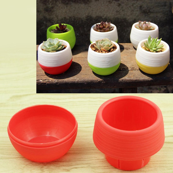 Colourful Mini Round Plastic Plant Flower Pot Garden Home Office Decoration Nursery Pots Succulent Plant Flowerpot with Water Tank, Random Color Delivery